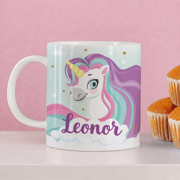 Caneca Infantil Inquebrável Unicórnio com Nome personalizada