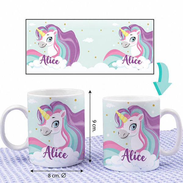 Caneca Infantil Inquebrável Unicórnio com Nome personalizada