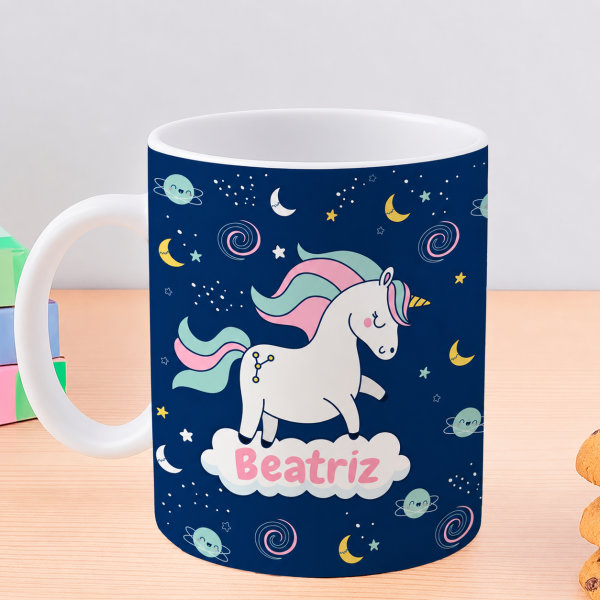 Caneca Infantil Inquebrável Unicórnio com Nome personalizada
