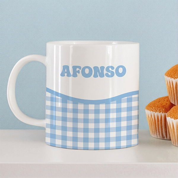 Caneca Infantil Inquebrável Xadrez com Nome Personalizada