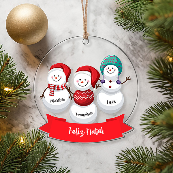 Pack de Enfeites para Árvore de Natal Bonecos de Neve com Nomes personalizados