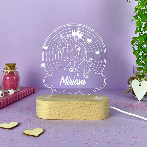 Lámpara Infantil Unicornio con Nombre personalizada