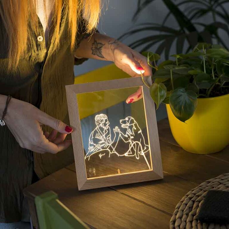 Lámpara ilustrada 3D perro