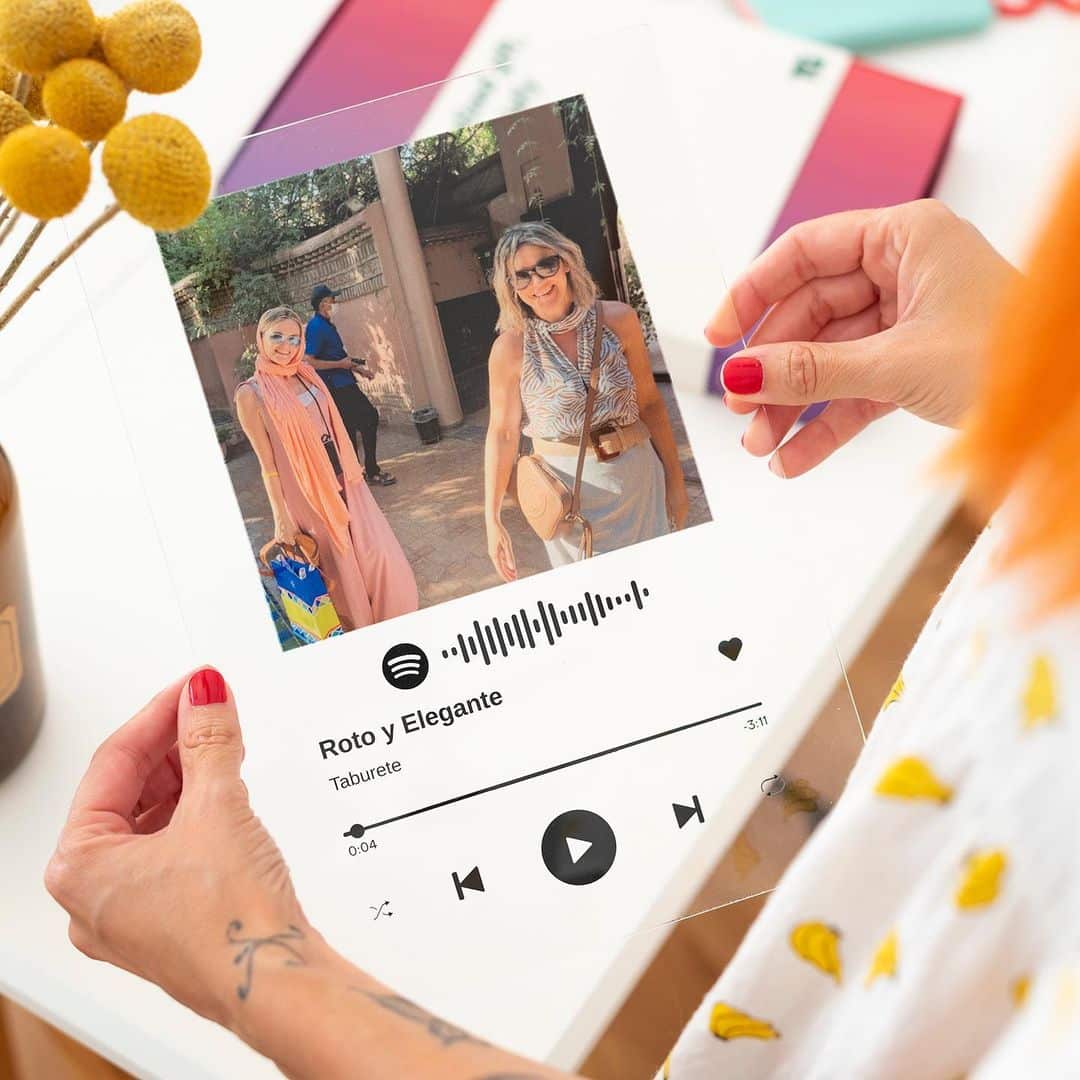 witfox Placa personalizada de Spotify – Spotify Glass Art Álbum de fotos  personalizado con canción de video opcional, enlace de música, código QR