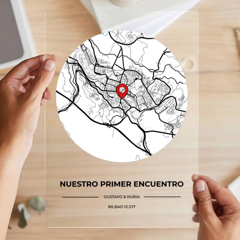 Placa Mapa del Amor con Ubicación y Textos personalizada