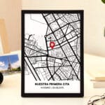 Miniatura de Placa Mapa del Amor con Ubicación y Textos personalizada