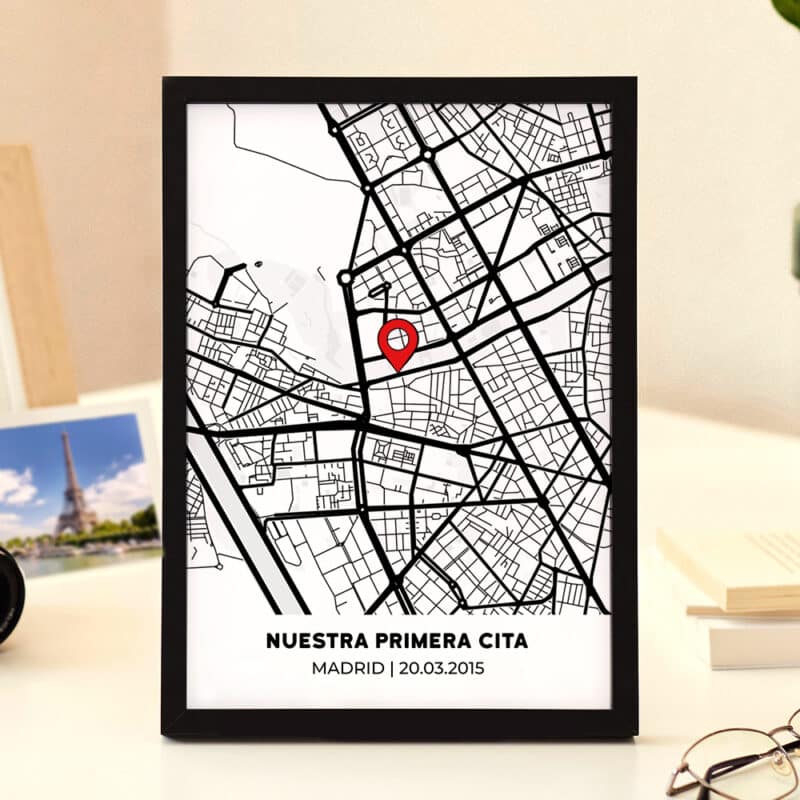 Placa Mapa del Amor con Ubicación y Textos personalizada