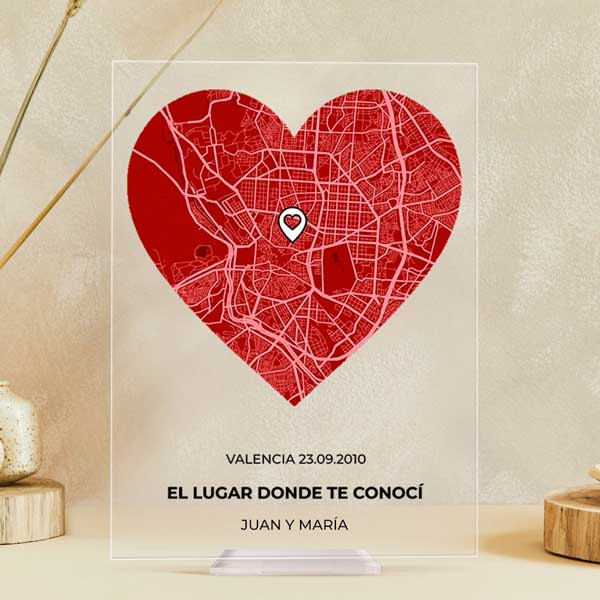 Placa Mapa del Amor con Ubicación y Textos personalizada