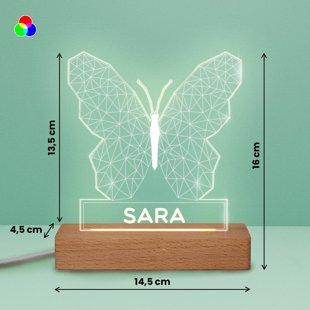 Lámpara Mariposa con Nombre personalizada