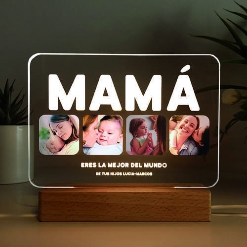 Lámpara mamá con 4 fotos personalizada