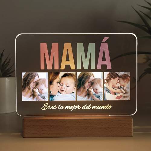Lámpara mamá colores con 4 fotos personalizada