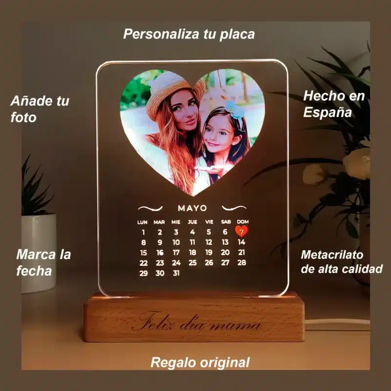 Lámpara calendario con foto personalizada