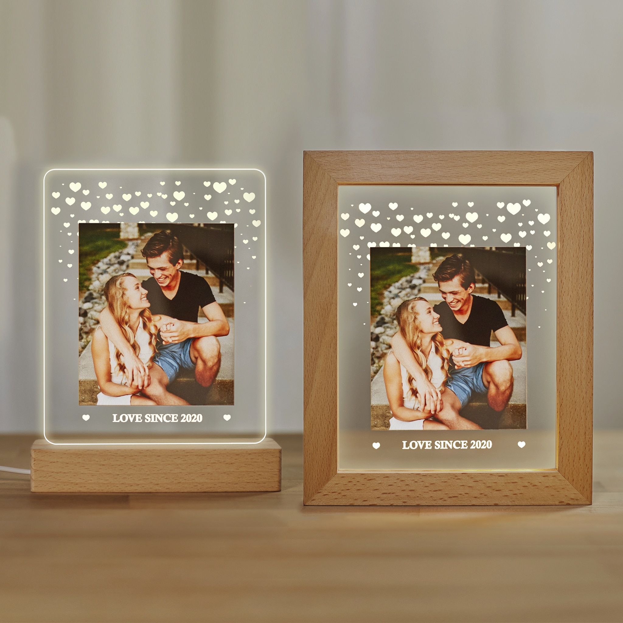 Lámpara Corazoncitos con Foto y Texto personalizada