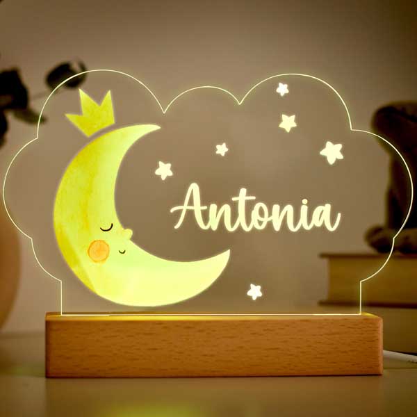 Lámpara Infantil Luna en Color con Nombre personalizada