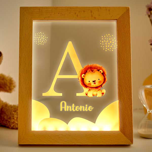 Lámpara Infantil León con Inicial y Nombre personalizada