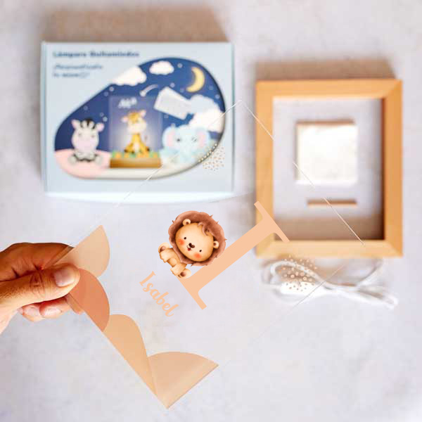 Lámpara Infantil León con Inicial y Nombre personalizada