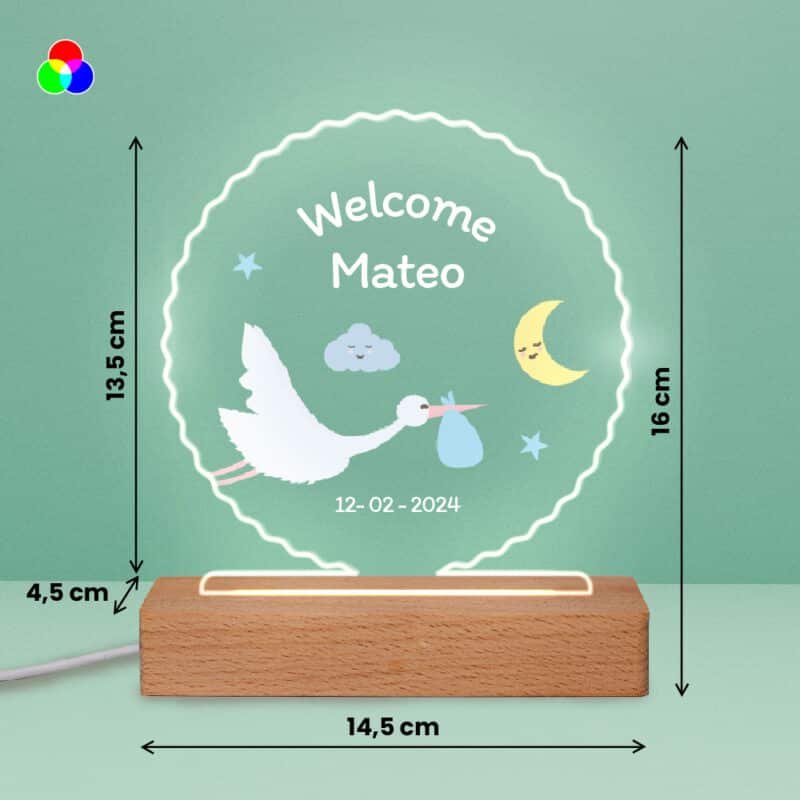 Lámpara Welcome Bebé personalizada