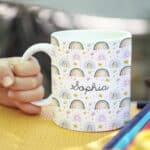 Miniatura de Taza Infantil Irrompible Arcoíris con Nombre personalizada