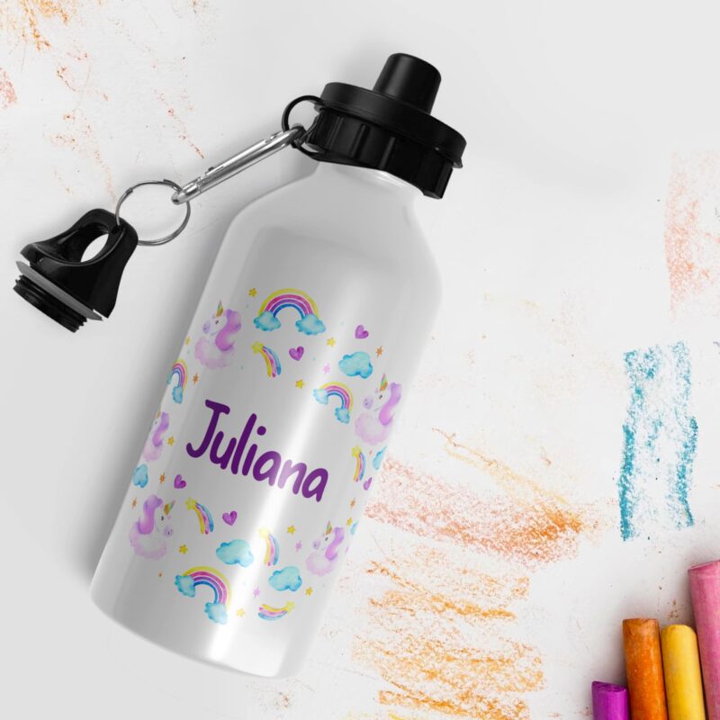 Botella Infantil Unicornios y Arcoíris personalizada