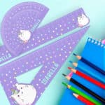 Miniatura de Reglas Escolares Infantiles Gato Unicornio personalizadas