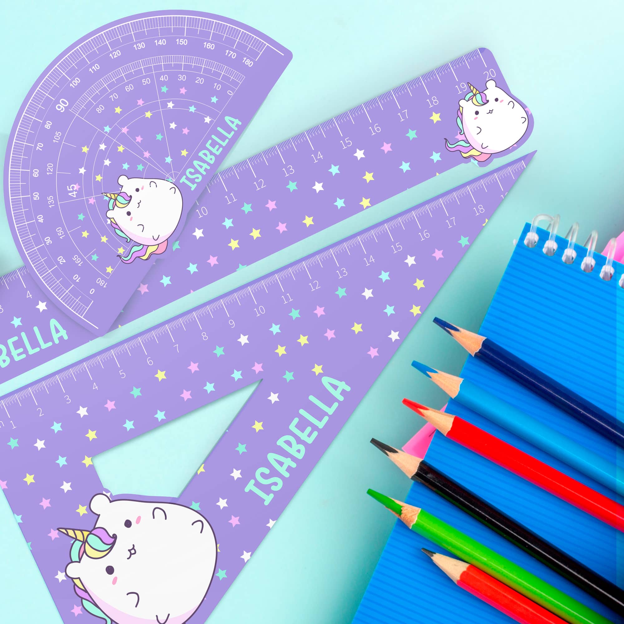 Reglas Escolares Infantiles Gato Unicornio personalizadas