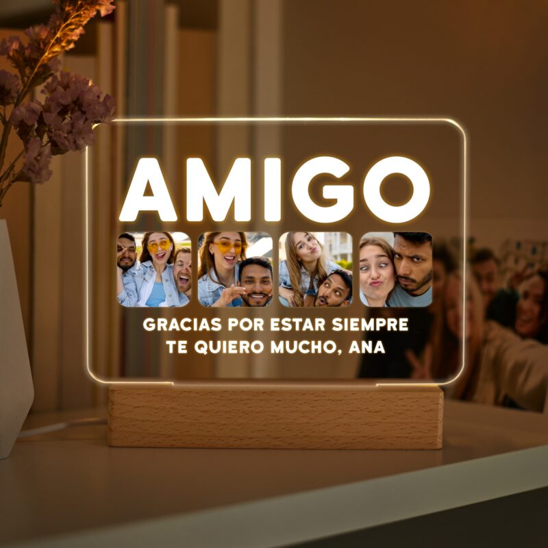 Lámpara Amigo con 4 Fotos personalizada
