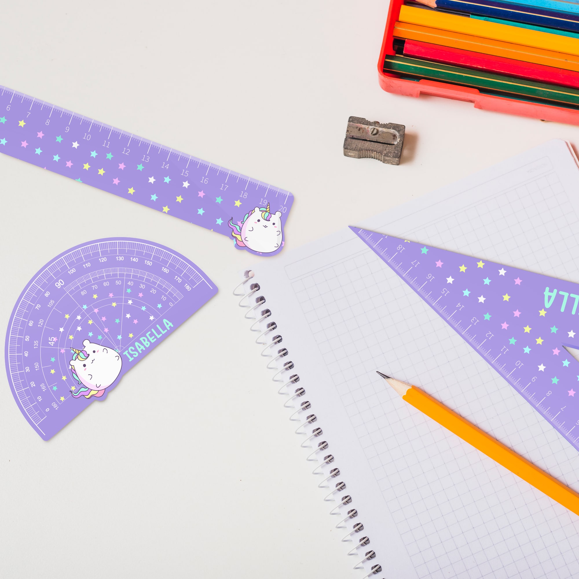 Reglas Escolares Infantiles Gato Unicornio personalizadas