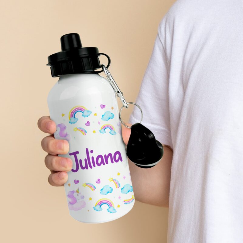Botella Infantil Unicornios y Arcoíris personalizada