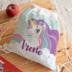 Miniatura de Mochila Saco Infantil Unicornios Coloridos personalizada