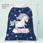 Miniatura de Mochila Saco Infantil Unicornios Coloridos personalizada