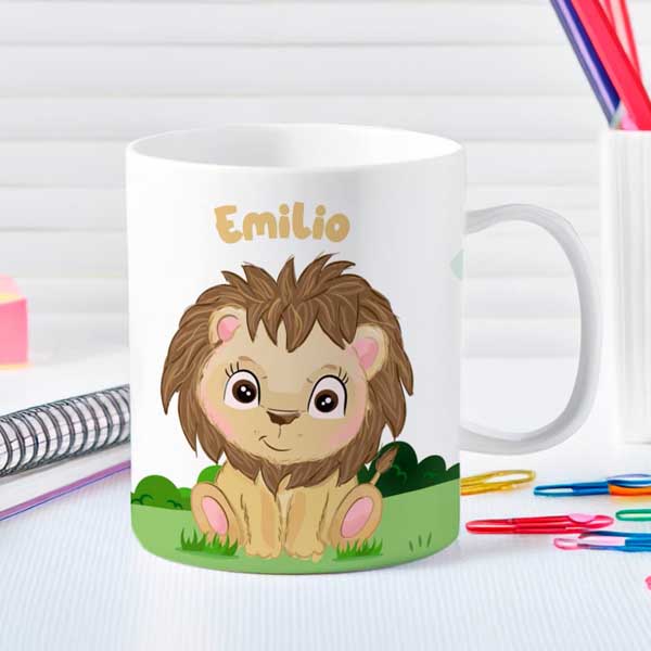 Taza Infantil Irrompible Animales Jungla con Nombre personalizada