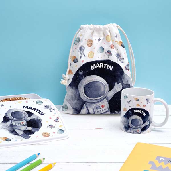Taza Infantil Irrompible Astronauta con Nombre personalizada