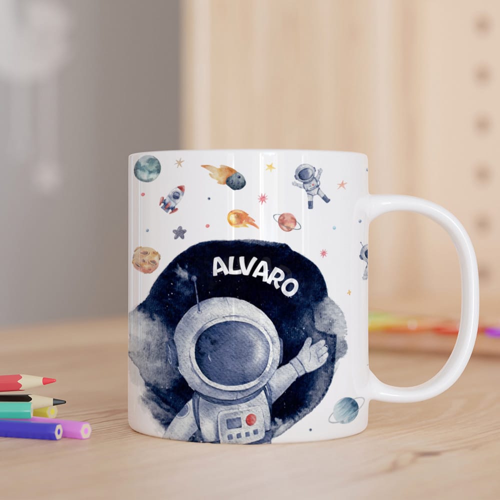 Taza Infantil Irrompible Astronauta con Nombre personalizada