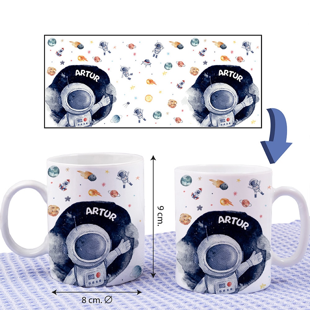 Taza Infantil Irrompible Astronauta con Nombre personalizada