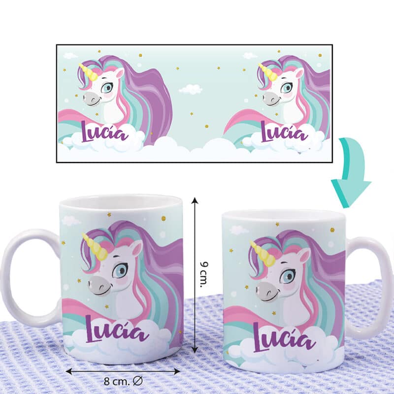 Taza Infantil Irrompible Unicornio con Nombre personalizada