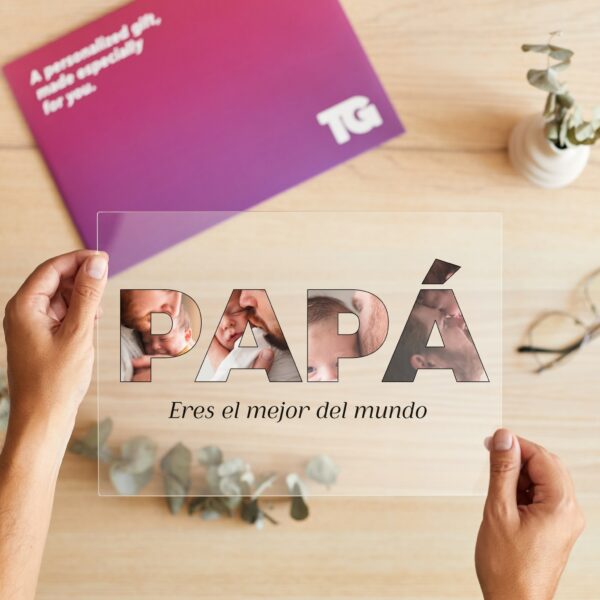 Placa Papá con Fotos personalizada