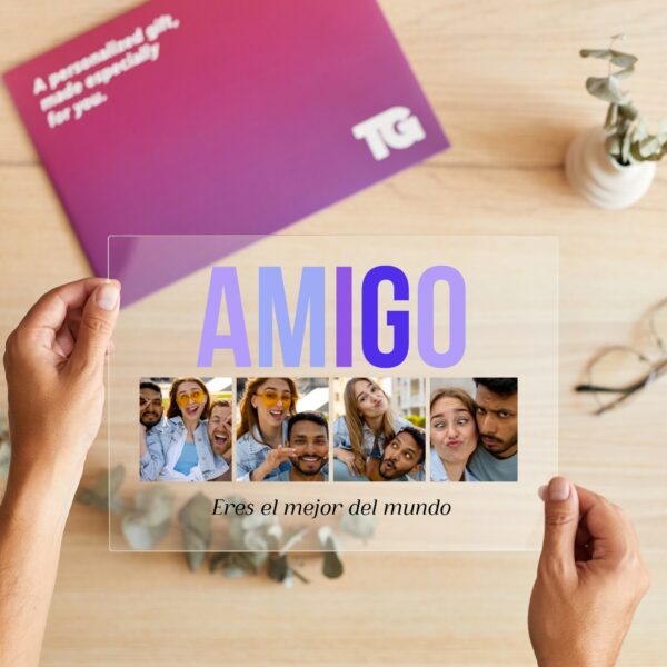 Placa Amigo 4 Fotos personalizada