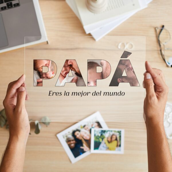 Placa Papá con Fotos personalizada