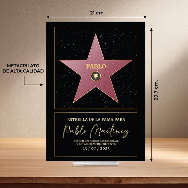 Placa Hollywood con Textos personalizada