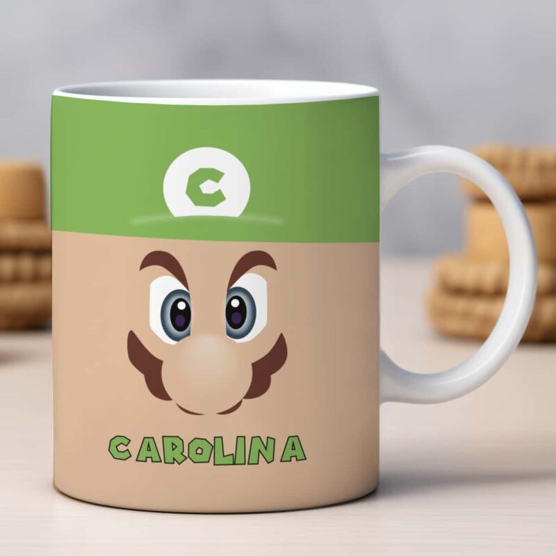 Taza Mario y Luigi con Nombre e Inicial personalizada