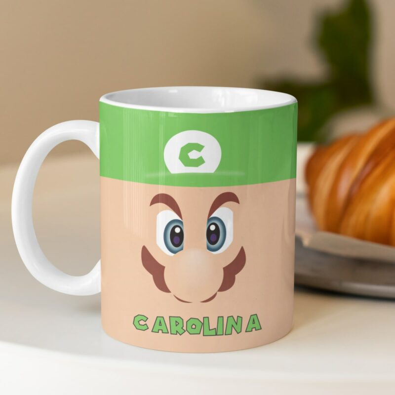 Taza Mario y Luigi con Nombre e Inicial personalizada