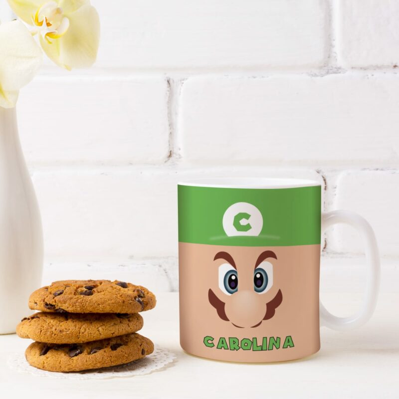 Taza Mario y Luigi con Nombre e Inicial personalizada