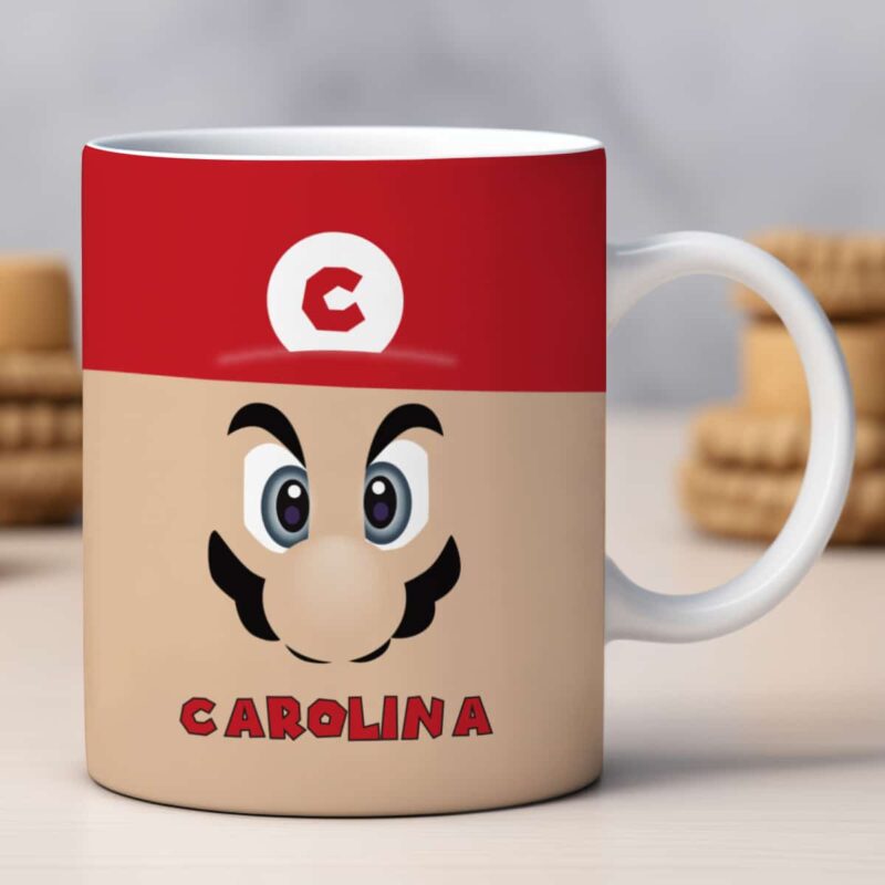 Taza Mario y Luigi con Nombre e Inicial personalizada