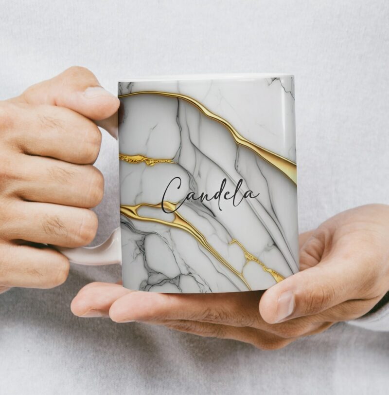 Taza Estampado Mármol con Nombre personalizada