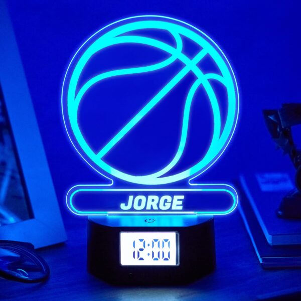 Reloj Despertador con Luz Baloncesto Personalizado
