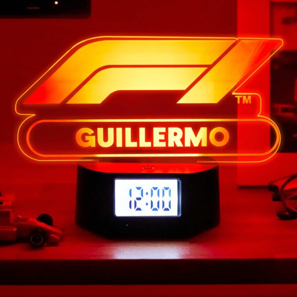 Reloj Despertador con Luz Fórmula 1 Personalizado