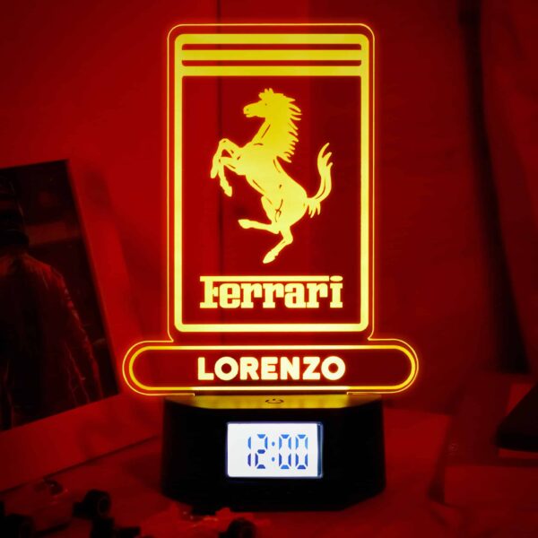 Reloj Despertador con Luz Ferrari Personalizado