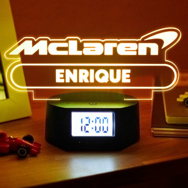 Reloj Despertador con Luz McLaren Personalizado