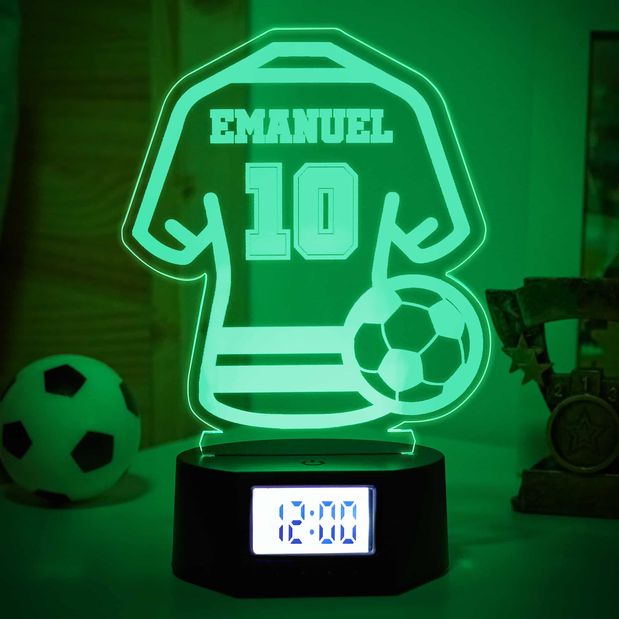 Reloj Despertador con Luz Camiseta Fúbol Personalizado