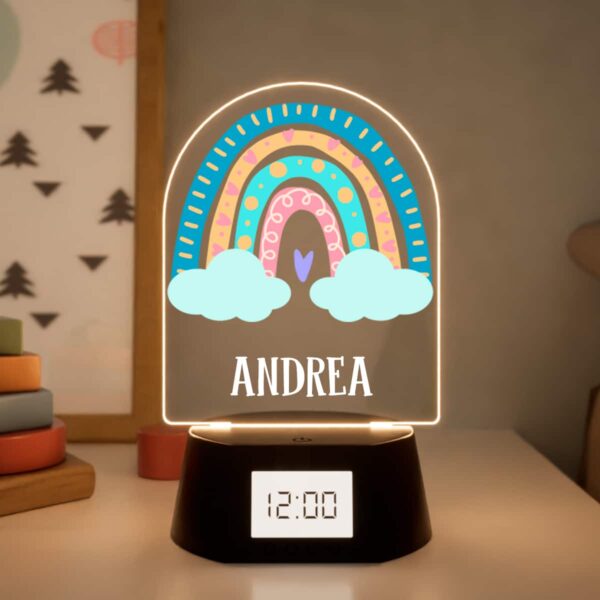 Reloj Despertador Infantil con Luz Arcoíris Personalizado